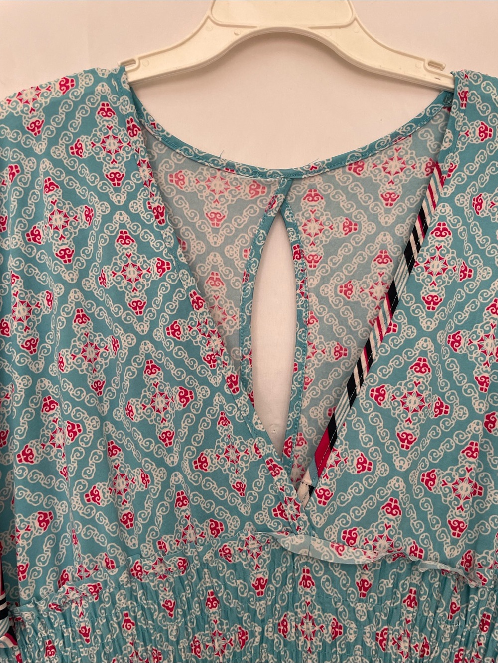 Colorful Teal Pink Patterned Women’s Swim Coverup Dress - Picture 3 of 9